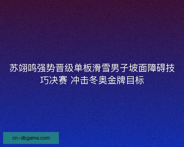苏翊鸣强势晋级单板滑雪男子坡面障碍技巧决赛 冲击冬奥金牌目标