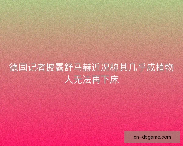 德国记者披露舒马赫近况称其几乎成植物人无法再下床